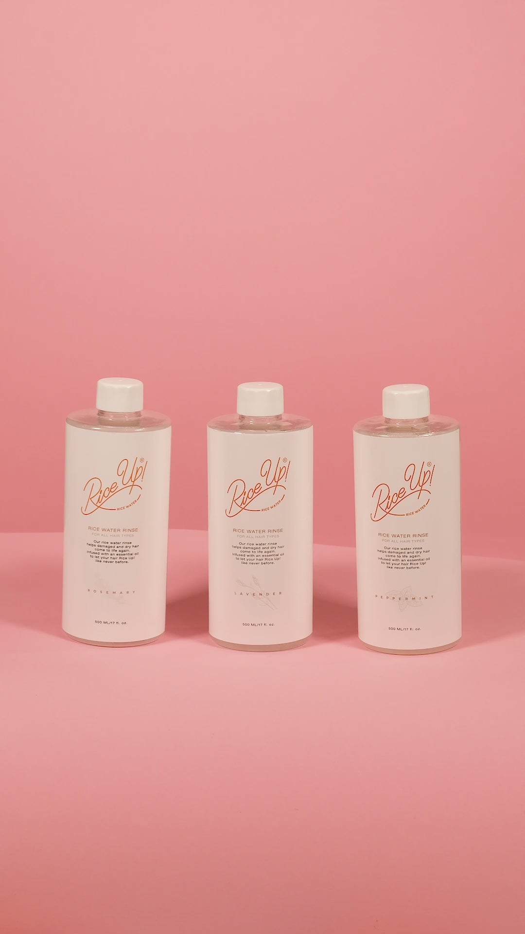 Rice Up! Rijstwater Proefpakket 3 flessen (Pepermunt, Lavendel & Rozemarijn).